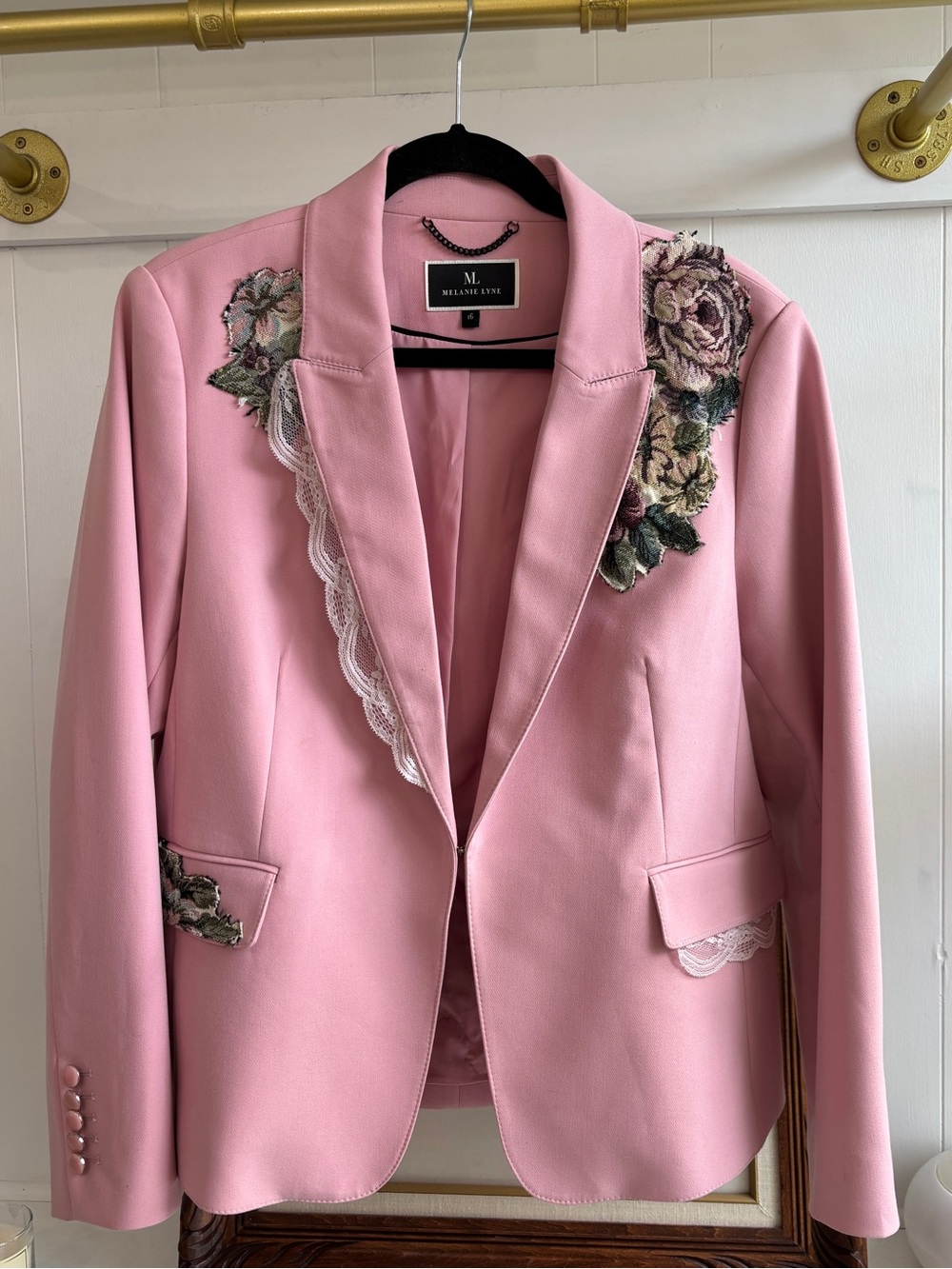 Embellished Blazer Floral Embroidery Appliqué Lace Special Event Extra Large 16